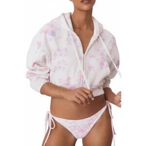 NEW LOVESHACKFANCY pierra crop hoodie in lilac pearl